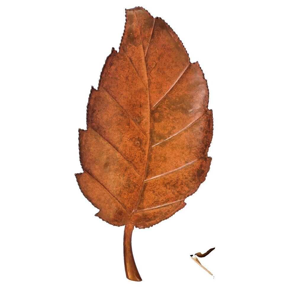 Decorative Copper Leaf-Shaped Tray,  Bowl, or Wall Decor Approximately 23" x 11"